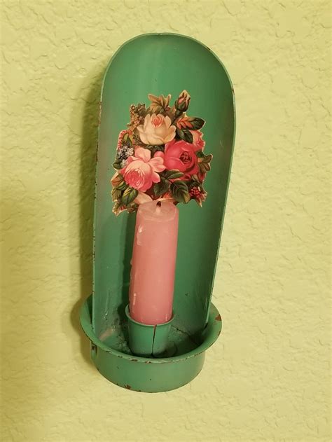Antique Candle Wall Sconce Candle Holder Roses | Etsy $20 #antiquesconce #candlesconce # ...