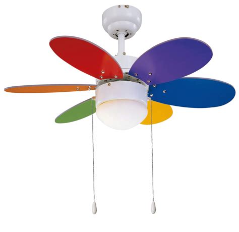 Ceiling fan Rainbow Color 76cm / 30" with light and pull chains | Creoven