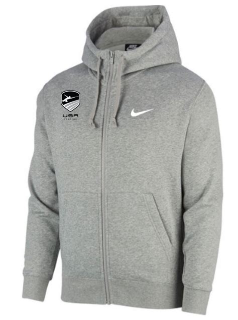 Nike Youth USA Fencing Club Fleece Full Zip Hoodie - Heather Grey