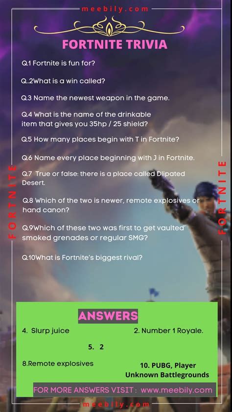 Fortnite Trivia Questions & Answers | Trivia questions and answers, Trivia questions, Trivia