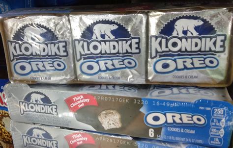 three packages of kondike oreo cheese are stacked on top of each other