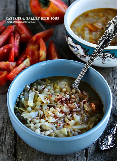 Cabbage & Barley Rice Soup - Sandra's Easy Cooking