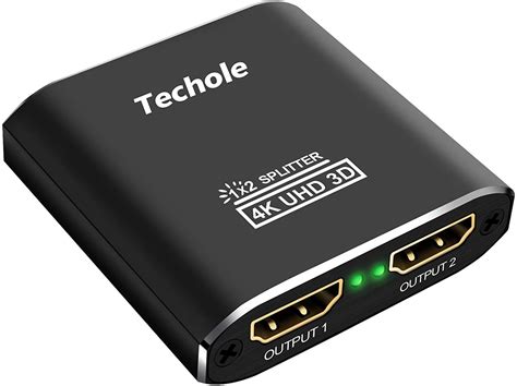 HDMI Splitter 1 in 2 Out - Techole 4K Aluminum Ver1.4 HDCP, Powered ...