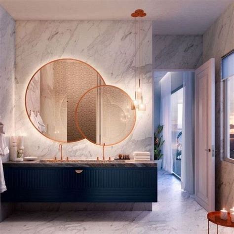 27+ Cool Modern Round Mirror Designs for Bathroom #bathroom # ...