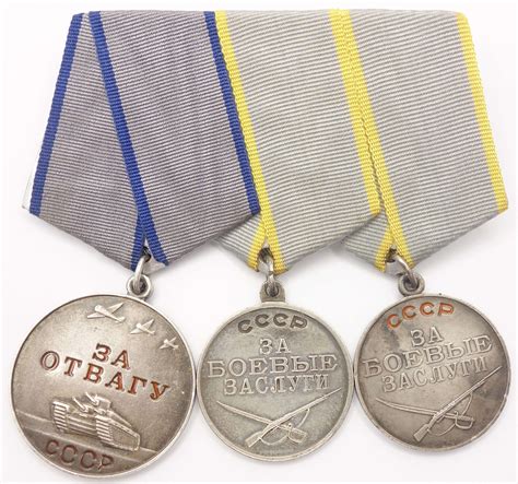 Documented Group of Soviet medals consisting of two Medals for Combat ...