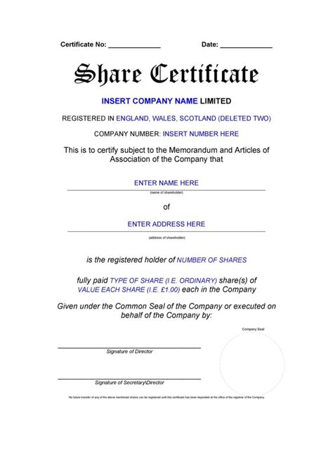 40+ Free Stock Certificate Templates (Word, PDF) ᐅ TemplateLab