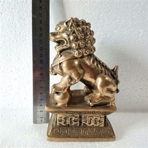 Vintage Antique Brass Sitting Chinese Lion Kilin Statue, Hobbies & Toys, Collectibles ...