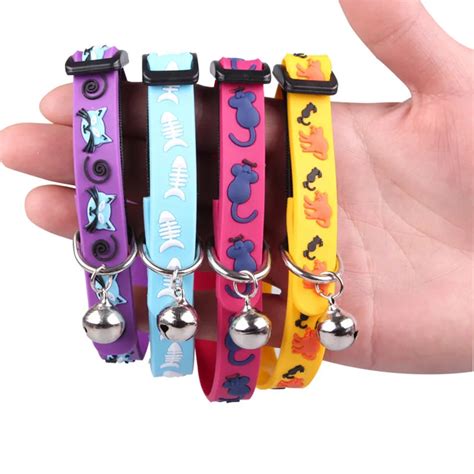 1pcs Adjustable Breakaway Cat Collar With Bell Rainbow Cat Collar Dog ...