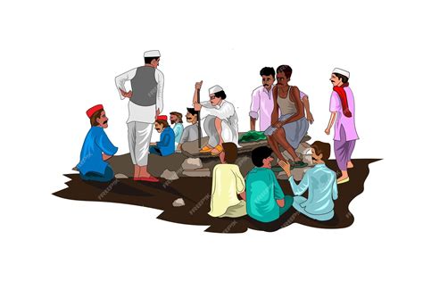 Premium Vector | Panchayat vector illustration village meeting