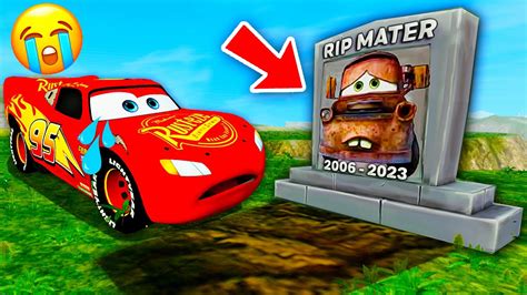 POOR AND SAD Lightning McQueen AT THE MATER'S GRAVE! Very sad everyone is crying RIP Tow Mater ...