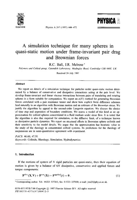 SOLUTION: A simulation technique for many spheres - Studypool