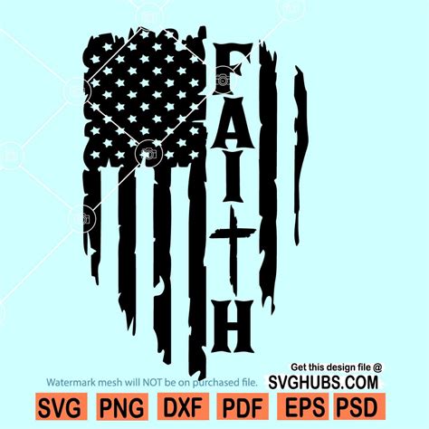 Faith American Flag svg, Faith USA Flag SVG, Cross SVG