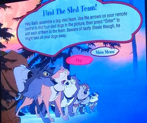 Balto find the sled team game menu by FindingSerenity1998 on DeviantArt