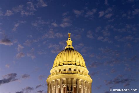 Framed Photo Print of WISCONSIN STATE CAPITOL BUILDING DOME EVENING ...