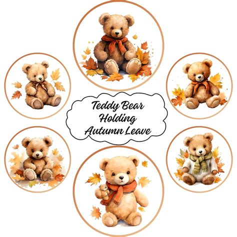 Watercolor Fall Teddy Bear Clipart Bundle, Autumn Bear Sublimation ...