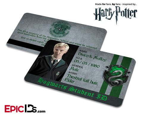 Harry Potter Inspired Hogwarts Student ID (Slytherin) - Draco Malfoy | Harry potter cosplay ...