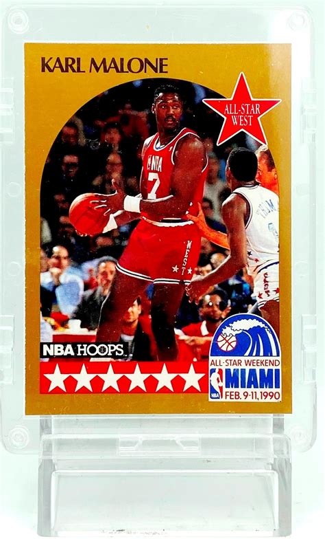 Vintage 1990 NBA Hoops All-Star-West Karl Malone #21 (All-Star Weekend Miami-Red Jersey #7 ...