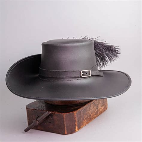 Leather Cavalier's Hat with Musket Bank and Removable Feather – American Hat Makers