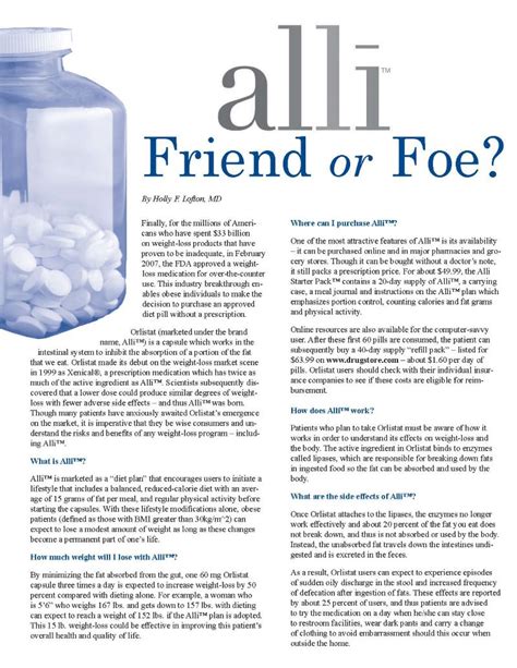 alli - Friend or Foe? - Obesity Action Coalition