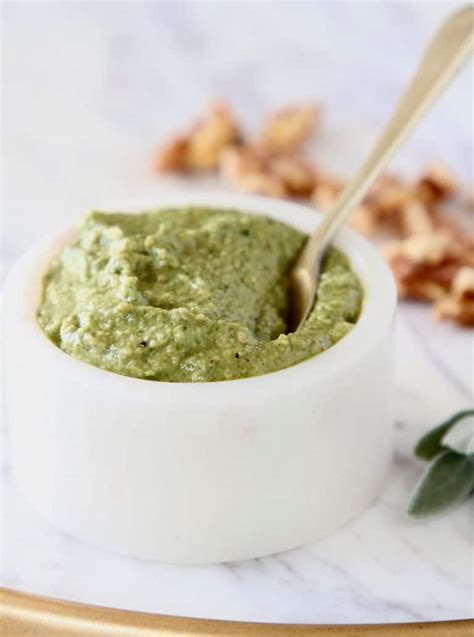 Walnut Sage Pesto Recipe - Gluten Free & Vegan | WhitneyBond.com