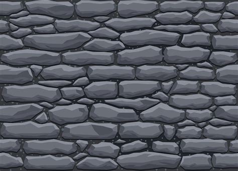 Premium Vector | Game texture stones pebbles rock wall seamless pattern