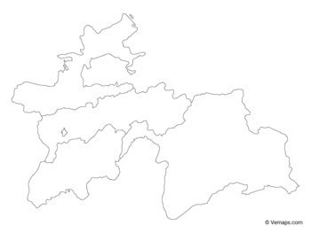 Outline Map of Tajikistan with Regions by Vemaps | TpT