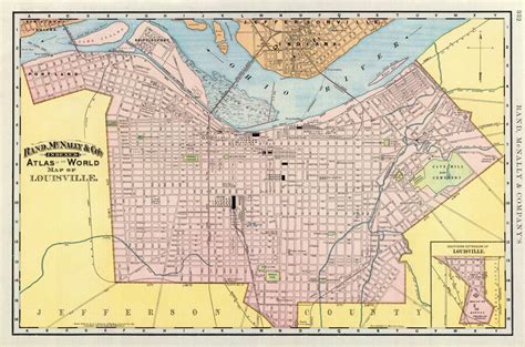 Map of Louisville - Vintage map reproduction available on paper or canvas