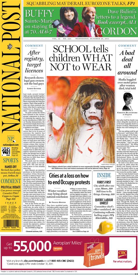 National Post front page for October 26, 2011 | National Post