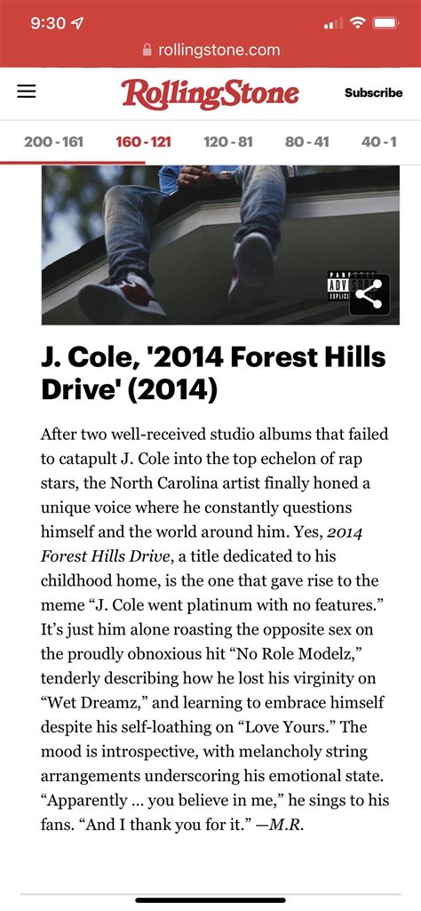 rolling stone and their trash top 200 hip hop album list : r/Jcole