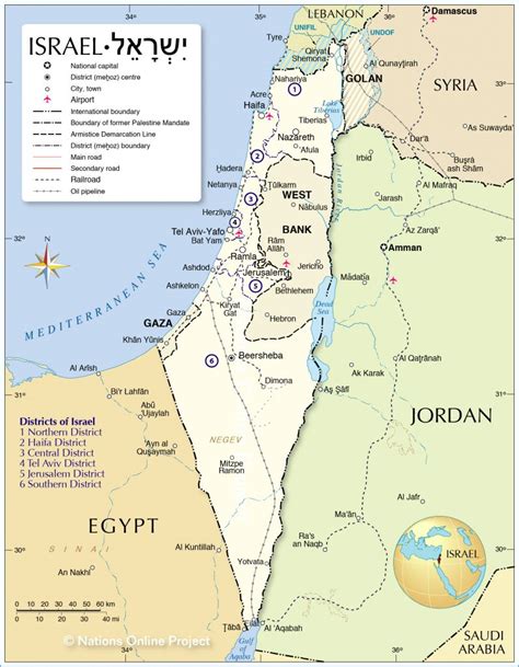 Political Map Of Israel - Nations Online Project - Printable Map Of ...