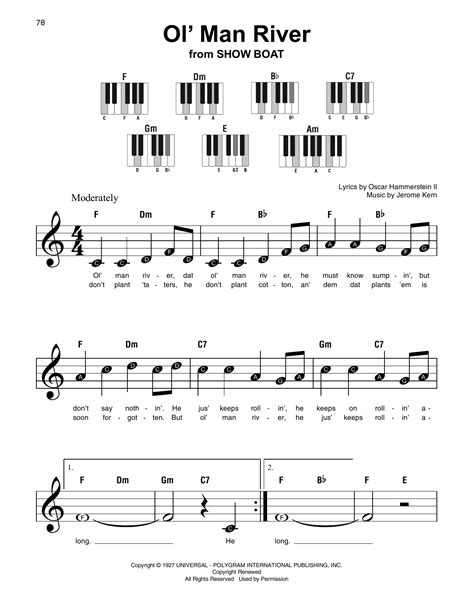 Ol' Man River by Rodgers & Hammerstein Sheet Music for Super Easy Piano at Sheet Music Direct