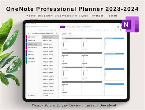 Onenote Digital Planner, Onenote Template, Project Planner Onenote ...