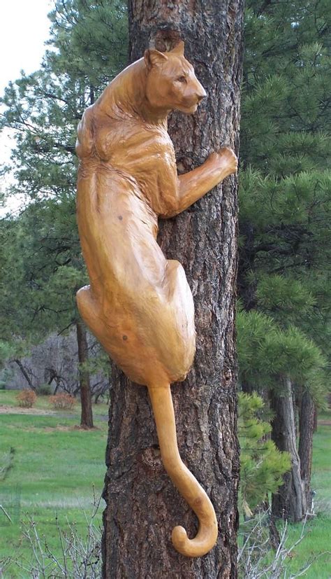 "Mountain Lion" -wish l knew who made it, wanna see more. =µ) | Wood carving art, Animal ...