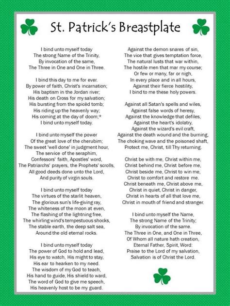 Saint Patrick Breastplate | St patricks day quotes, St patrick prayer, Prayers