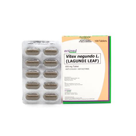 ACTIMED Vitex Negundo L. (Lagundi Leaf) 600mg Tablet 1's price in the Philippines | MedsGo Pharmacy