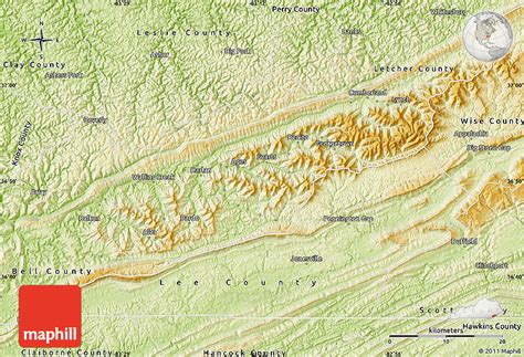 Physical Map of Harlan County