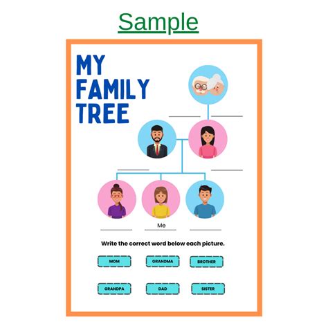 My Family Members Tree Worksheets, 6 Pages, For Kids Ages 2-5 ...