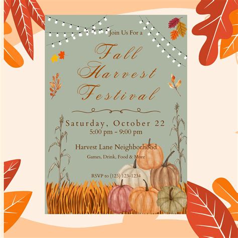 Fall Harvest Festival Invitation Template, Festival Fall Harvest ...