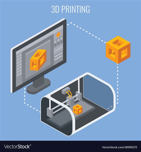 3d printing process concept Royalty Free Vector Image