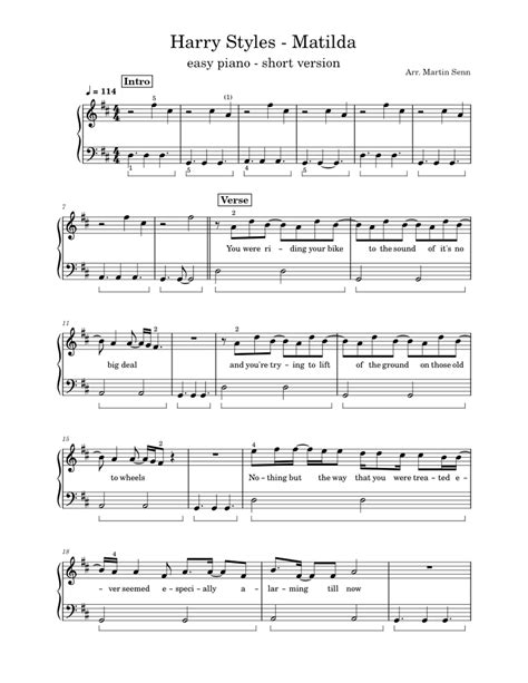 Matilda – Harry Styles Sheet music for Piano (Solo) | Musescore.com