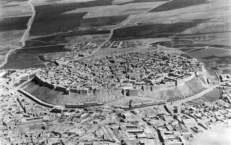 Aerial view of Erbil Citadel in the 1930s from the archives of the Royal Air Force ...