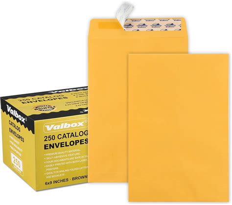 Buy ValBox 6x9 Self Seal Catalog Security Envelopes 250 Count Small Brown Kraft Envelopes for ...