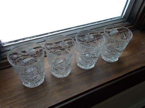 Vintage Cut Glass Tumblers, Glasses, Lot of 7 | #1983010203