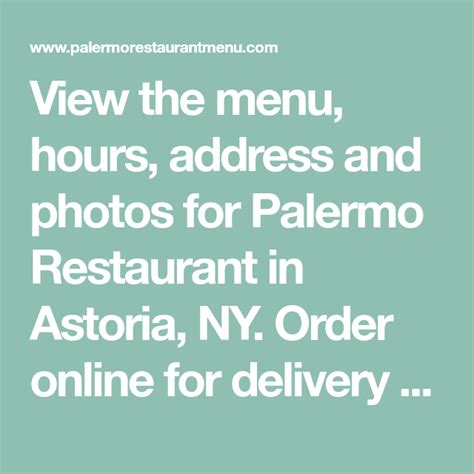 View the menu, hours, address and photos for Palermo Restaurant in ...