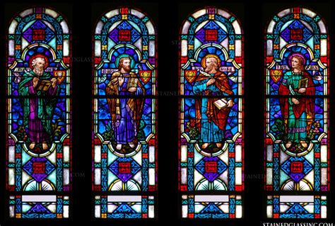 "The 4 Evangelists" Religious Stained Glass Window