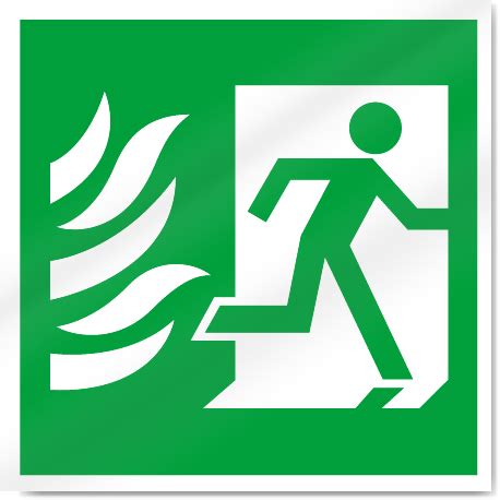 Fire Exit Symbol With Flames Right Safety Signs | SignsToYou.com