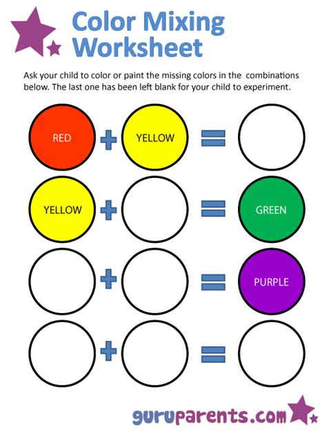 Color Mixing Worksheet For Kindergarten - Brian Harrington's Addition ...