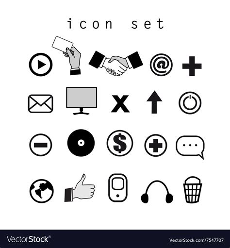 Set of black and white icons on the computer Vector Image