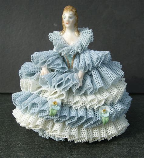 RP: VINTAGE DRESDEN PORCELAIN FIGURINE IRISH "ANNA" BLUE and WHITE LACE DRESS - ebay.com ...