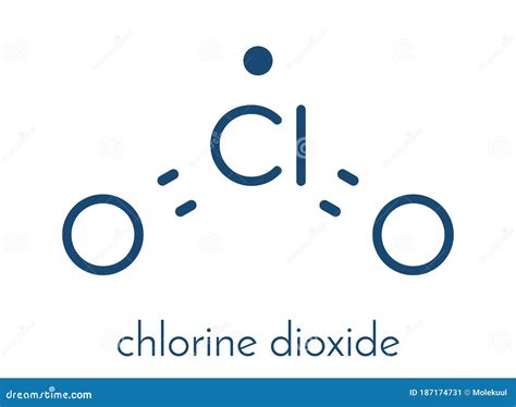 Chlorine Dioxide ClO2 Molecule. Used in Pulp Bleaching and for Disinfection of Drinking Water ...